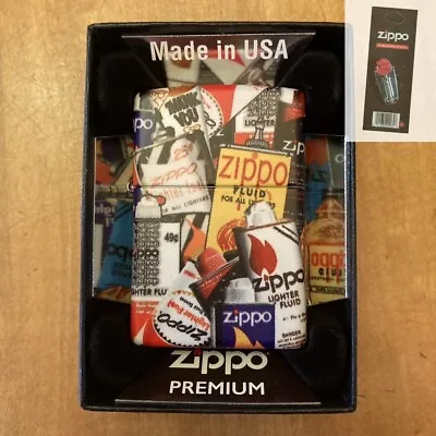 Zippo 02526 Vintage Fuel Can Collage 540 Color Wrap Around Lighter + FLINT PACK • $67.96