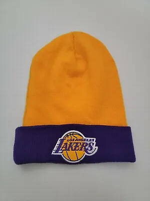 Mitchell & Ness NBA Los Angeles Lakers Beanie Hat Cap Winter Yellow Purple OSFM • $16