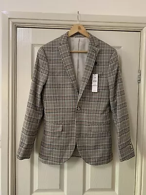 Topman Jacket Mens 34 UK Check Blazer Pockets Smart Office BNWT Skinny Fit • £12.99