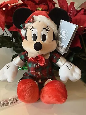 Disney Minnie Mouse Plush 14   Pajamas Plaid Christmas PJ’s Red Slippers NWT • $24.97