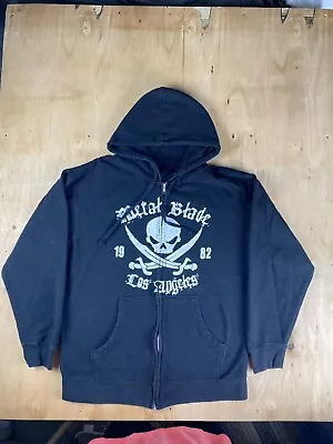 Metal Blade Records Los Angeles Hoodie Men Large Pirate Logo Zip Up Sweater READ • $24.99