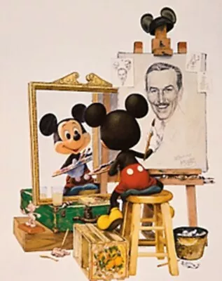 Disneyana Disney Art Print Poster 36x24 Walt Disney Self Portrait Mickey Mouse • $44.95