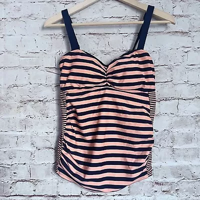 Beach Bump Womens Maternity Striped Tankini Swim Top Size S Navy Peach • $18.99