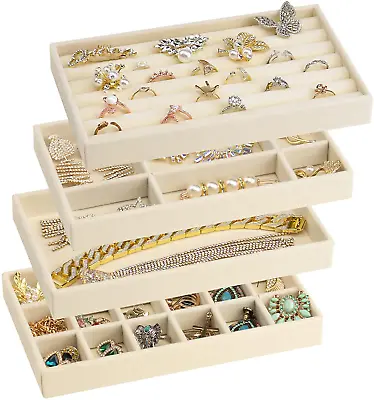 Stackable Velvet Jewelry Trays Organizer For Drawers Small Jewelry Drawer Organ • $19.95