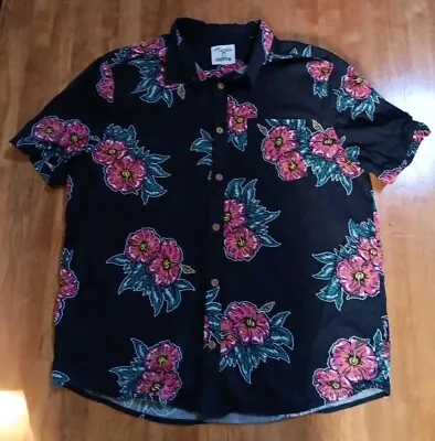 Mambo Smart Arts Hibiscus Print Short Sleeved Shirt Size Xl • $25