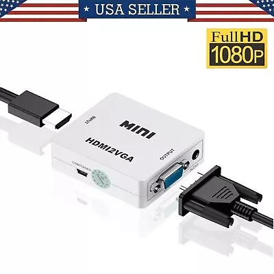 HDMI To VGA Adapter Full HD 1080P Audio Video Converter Laptop PC To TV HDTV AV • $6.99