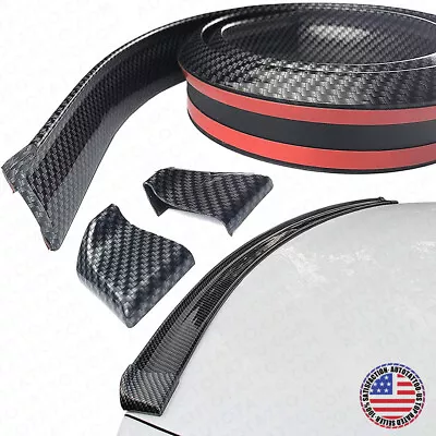 Universal 4.9ft Carbon Fiber PU Car Rear Roof Trunk Spoiler Wing Lip Sticker Kit • $19.99