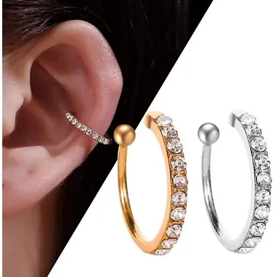 Sterling Silver Helix Cartilage Clip On Ear Cuff Unisex Non Piercing Earrings • £2.09