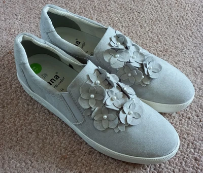 £7.99 • Buy BNWOB Jana Dynamic Pale Grey Suede Effect Slip On Casual Shoes Uk 7.5 (41)