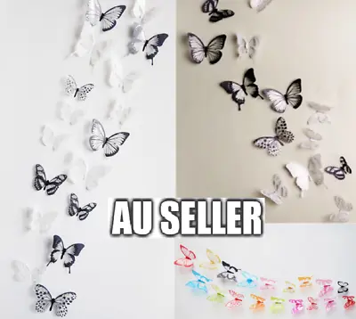 $4.95 • Buy 18 Pcs 3D Butterfly Wall Stickers Removable Art Decal Craft Mural Home Decor 