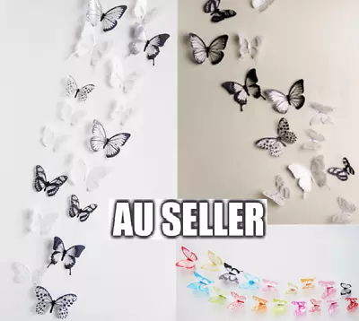 18 Pcs 3D Butterfly Wall Stickers Removable Art Decal Craft Mural Home Decor  • $5.99