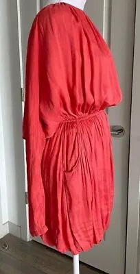 All Saints Silk Dress Size 10 Solstice In Coral RRP £335 • £45