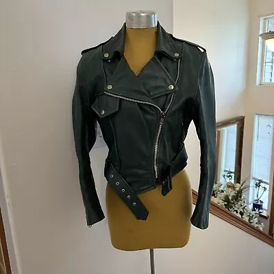 Used Vanson Leather Jacket Made In Usa Double Riders Genuine Women’s Green • $270
