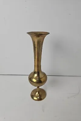 Vintage Solid Brass Metal 8  Tall Bud Vase Art Decor Made In India Mcm • $14.99