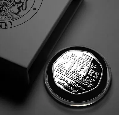 21st Birthday Silver Commemorative In Gift Box. Gift/Present 21 Years Keepsake • £12.99