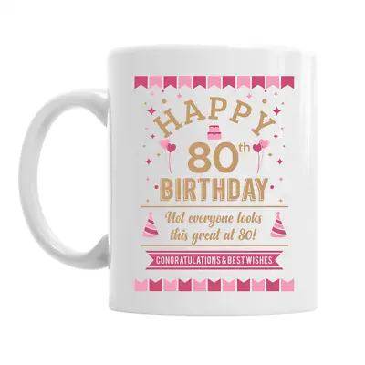 80th Birthday Happy Gift Present Idea Women Ladies Female Lady Keepsake 80 Mug • £9.95