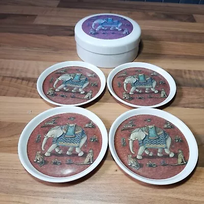 Wilscombe Somerset Elephant Melamine Coasters Set Of 4 In Holder In VGC • £9.50