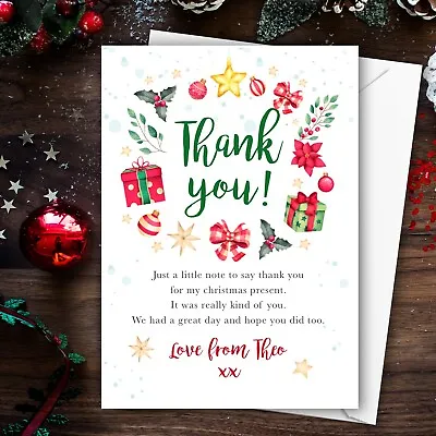 £4.99 • Buy 10 Personalised Christmas Xmas Thank You Cards Notes Cute