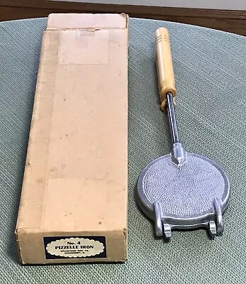 Vintage Vitantonio No. 4 Pizzelle Iron In Original Box VGC Wood Handles Cast AL • $35