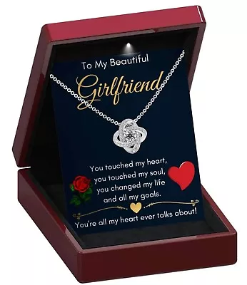 Sterling Silver 925 Cubic Zirconia Love Knot Necklace In A Light Up Display Box • £25