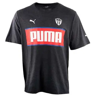 Puma Striped Badge Crew Neck Short Sleeve T-Shirt  &Tall Mens Grey Casual Tops 5 • $9.99