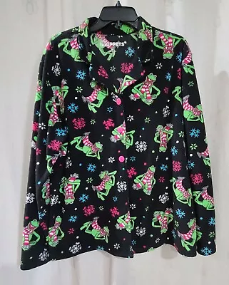 Disney The Muppets Kermit The Frog Christmas Flannel Pajama Top Womens 2X • $29.99