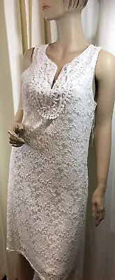 Maria Gabrielle Ivory Lace Overlay Event Dress Sz L • $13.27