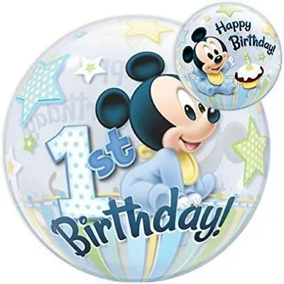 Qualatex 22  Mickey Mouse 1st Birthday Bubble Balloon • $12.99