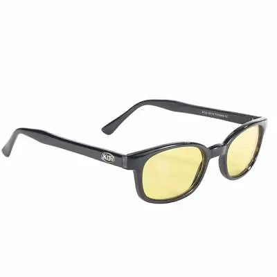 Original X-KD's Biker Shades Sunglasses Black Frames W/ Yellow Lenses • $12.91