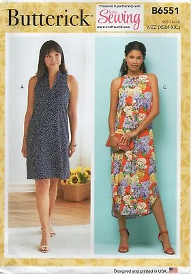 Butterick Sewing Pattern 6551 EASY Dresses Loose Sleeveless Maxi Size 4-26 New • £6.95