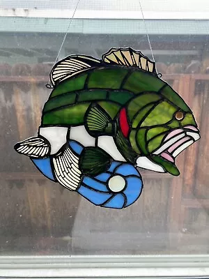Fish Vintage Stained Glass Suncatcher Window Hanger • $46