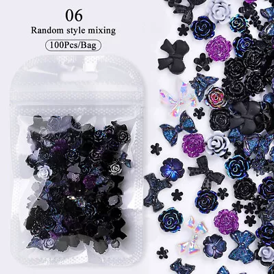 100Pcs Mixed 3D Bowknot Heart Pearls Nail Art Charm Nail Decoration Manicure * • $1.85