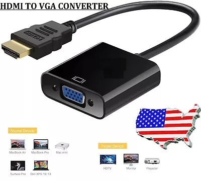 HDMI Male To VGA Female Adapter For Chromebooks Laptop Computer Projector HDTV • $3.50