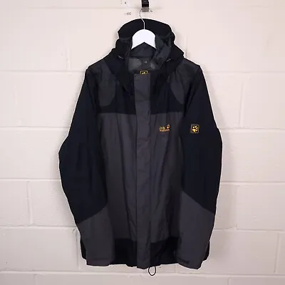 JACK WOLFSKIN Jacket Mens 2XL 48 Texapore Hooded Rain Coat Grey • £24.90