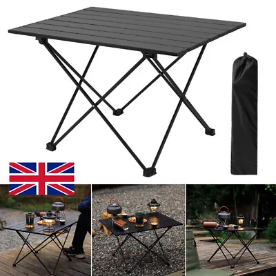 Folding Camping Table Light Weight Portable Aluminium Frame Outdoor Picnic Bag • £10.99