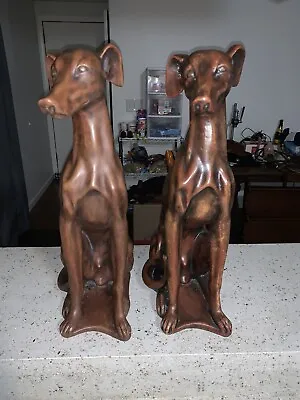 One Huge 20” Resin Bronze Wash Vintage Greyhound Whippet Statue-9+ Lbs-Awesome! • $65