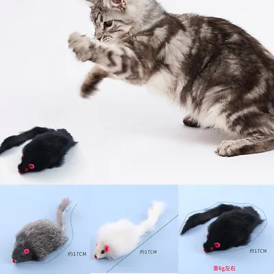Toy Plush Mouse Cat Toy Pet Pet Teaser Toy Cat Toy Large Rabbit Fur Mouse • $5.50