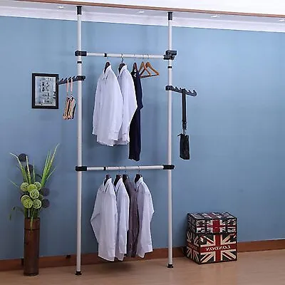 £48.19 • Buy Heavy Duty Telescopic Wardrobe Organizer Hanging Rail Garment Rack Clothes Rail