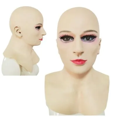 Halloween Latex Mask Realistic Female Woman Face For Crossdressing Girl Headgear • £13.83