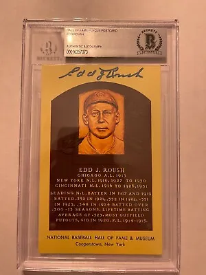 Edd Roush Auto Beckett Authenticated Autograph Hall Of Fame Plaque Postcard • $34.99