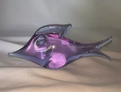 Murano Art Glass Fish Figurine Neodymium  Alexandrite Purple To Blue Rare • $50