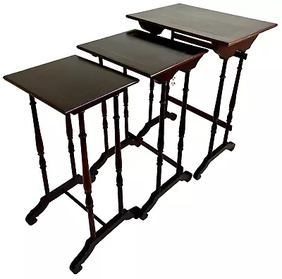 Early 20th C Regency Style 3-Set Mahogany Stack Nesting Tables • $465