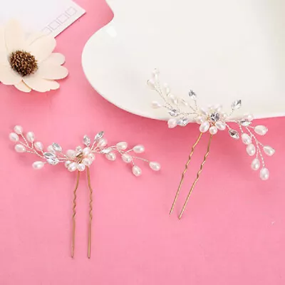 Diamante Crystal Pearl Flower Hair Pins Clips Prom Wedding Supplies Bridal Decor • $2.85