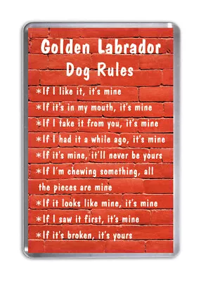 Golden Labrador Dog Rules Funny Dog Fridge Magnet Pet Animal Lover Gift • £2.97