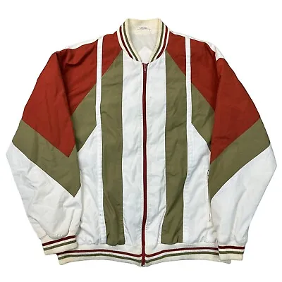 Gabicci Track Jacket 90s Vintage Crazy Festival Abstract White Green Mens Large • £19.99