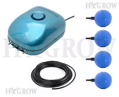 HAILEA Air Pump 4 Way With 4 X Air Stones & 6mtr Air Line Aquatics Hydroponics • £32.95