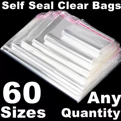 Clear Reclosable Plastic Bags Cello Self Adhesive Tape Seal Poly Clothes Candy • $41.94