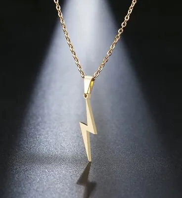 Harry Potter Lightning Bolt Scar Necklace Toy Gold 1  Pendant 18  Chain • $9.99