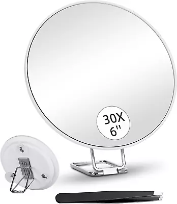 6Inch 30X Magnifying Mirror With Stand & Suction Cups Large Travel Magnified Mi • $14.42