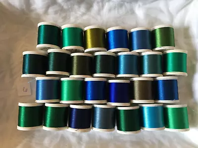 Lot Of 26 Spools Madeira Polyneon Polyester Embroidery Greens And Blues • $35.95